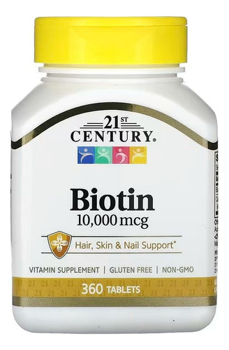 Biotina 10,000mcg 360tablets - Pronta Entrega - 21st Century