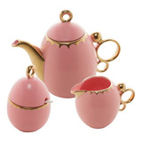 Cj 3 Pcs Porcelana Para Chá Egg Rosa Matt - Wolff