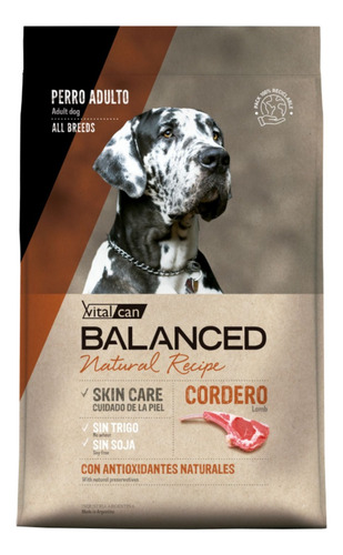 Alimento Perro Vitalcan Balanced Natural Recipe Cordero 15kg