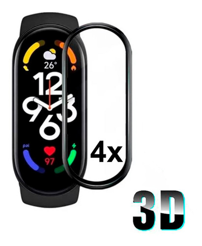 Película 3d Proteção Para Mi Band 7 Kit Com 4 Unidades