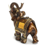 Elegante Tronco De Elefante En Feng Shui Color Latón Resina