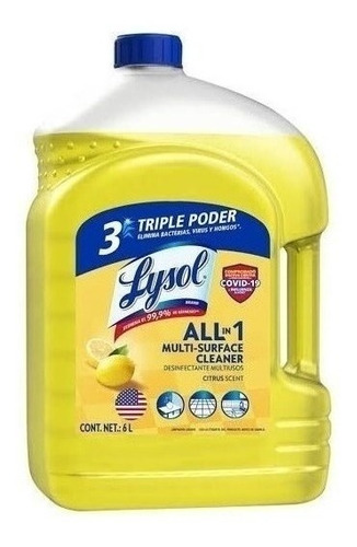 Desinfectante Multiusos Lysol Con Aroma Cítricos 6 L