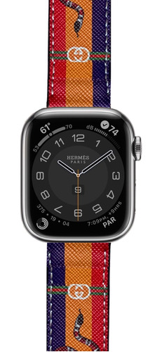Correa De Piel Para Reloj Apple Watch Lujo Diseñador Gg Mult