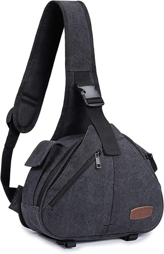 Bolso Bandolera Para Cámara De Lona Lente Dslr Mochila...