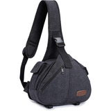 Bolso Bandolera Para Cámara De Lona Lente Dslr Mochila...