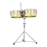 Timbales 14 Y 15 Latin Percussion De Latón Con Atril Lp257-b