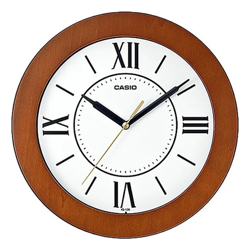 Reloj Pared Casio Iq-126-5b Romanos Color De La Estructura Madera Color Del Fondo Blanco