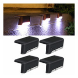 4 Pcs Lámpara Luz Solar Exterior Jardín Escalera Tierra Led