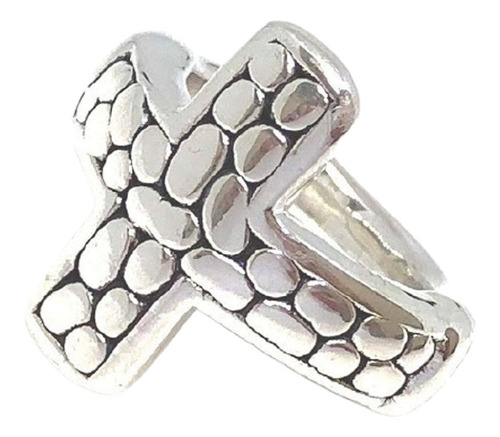 Anillo Inflado Con Forma De Cruz Alargada Plata 925 Inf 041