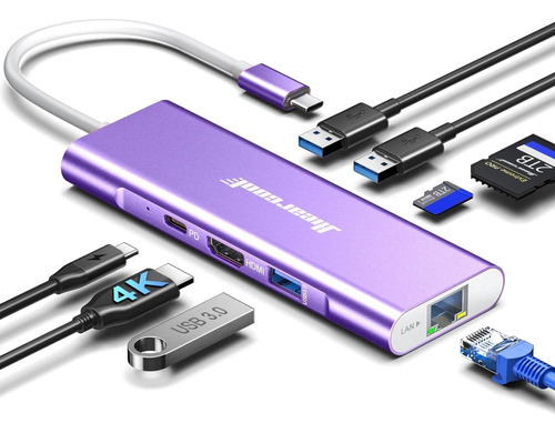 Hub Usb C, Adaptador Multipuerto Usb C Ethernet 4k 60hz Hdmi