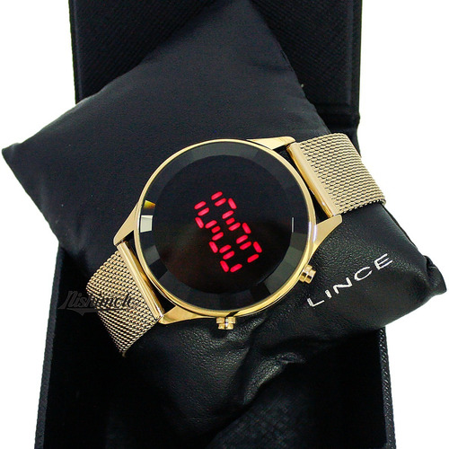 Relogio Lince Feminino Digital Ldg4647l Pxkx Dourado Led Red