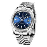 Reloj Pulsera Pagani Design Deportivo D/acero Inox. P/hombre Color De La Correa Silvery Color Del Bisel Silvery Color Del Fondo Azul