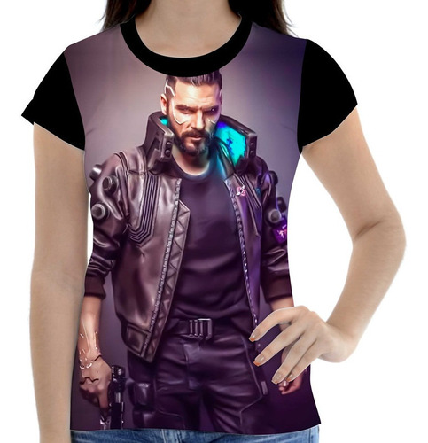 Camisa Camiseta Feminina Babylook Cyberpunk 2077 Game Rpg 9