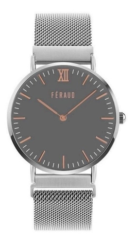 Reloj Feraud Hombre Tejido Acero Iman Gris Rose F5516gslgr