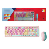 Kit Teclado Y Mouse Inalámbrico 1600 Dpi Combo Multicolor