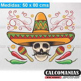 Vinilo Decorativo Calavera Mexicana Maracas