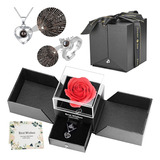 Rosa Eterna, Cajas De Regalo San Valentín Con Collar Anillo