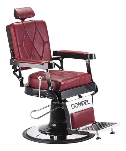 Silla De Barbería Dompel Harley Con Respaldo Reclinable Con Base Redonda Color Rojo Turim