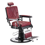 Silla De Barbería Dompel Harley Con Respaldo Reclinable Con Base Redonda Color Rojo Turim