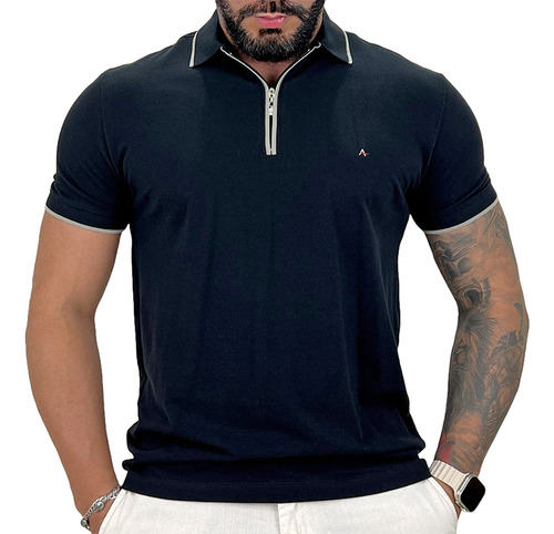 Polo Aramis Com Zíper Preto