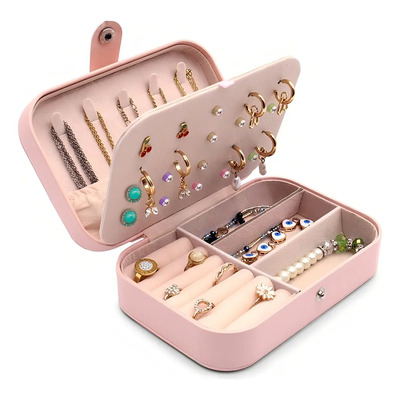 Organizador Joyas Estuche Aretes Anillos Alhajero Color Rosa | MercadoLibre