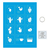 Kit Stencil Mini Litoarte Com 14 Peças 4,5cm Stmi-006 Cactos