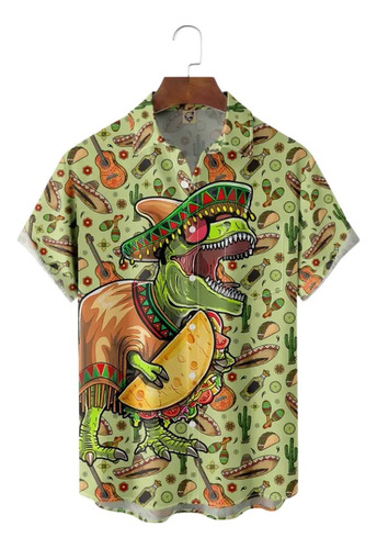 Camisa Hawaiana Unisex Con Diseño De Dinosaurio Del Cinco De