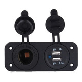 Cargador Usb Doble Y Toma 12v Auto Camion Motorhome Barcos