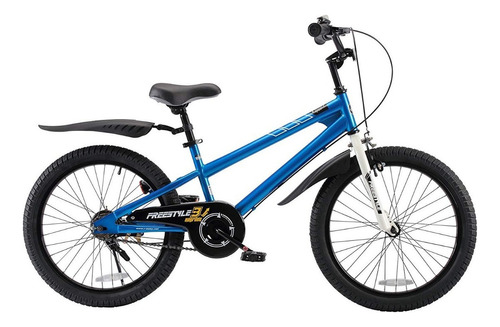 Bmx Infantil Royalbaby Freestyle R20 Freno V-brakes Color Azul Con Pie De Apoyo  