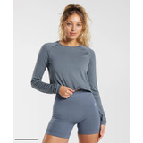 Gymshark Sweat Seamless Long Sleeve Crop Top - Evening Blue