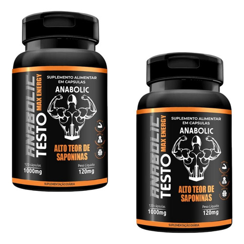 Kit 2 Tribus Anabolic Testo Alto Em Saponinas 120 Cápsulas