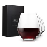 Elixir Glassware Juego De 4 Copas De Vino Tinto Sin Tallo 