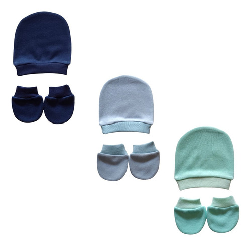 Kit 6 Peças - Touca + Luvas Bebê Prematuro Gorro Reborn