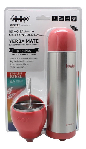 Keep Set Termo Bala De 500 Ml Y Mate De 230 Ml Con Bombilla