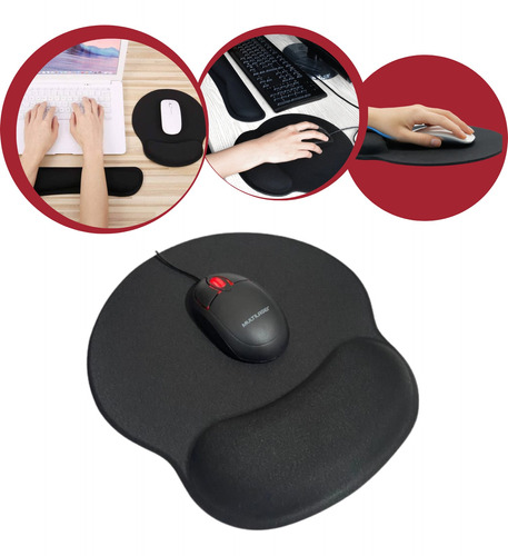 Mousepad Ergonômico Grande Preto C/ Descanso De Pulso Ótimo