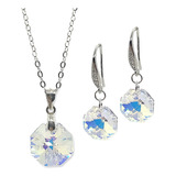 Conjunto Joyas De Plata Octagon Cristal Swarovksi Elements® 