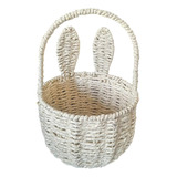 Cesta Tejida Con Orejas De Conejo, Decoración De Pascua