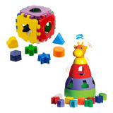 Kit Brinquedo Educativo Didático Cubo + Torre De Montar