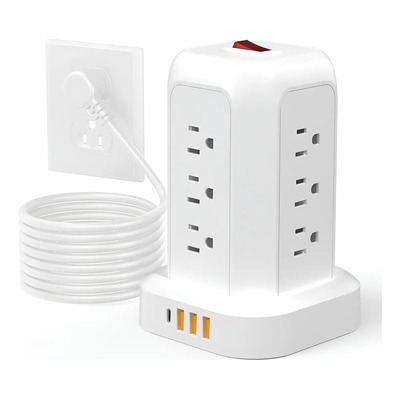 Multicontacto Torre 12 Ac+4 Usb Estación De Carga 16 En 1 Color Blanco | Envío gratis