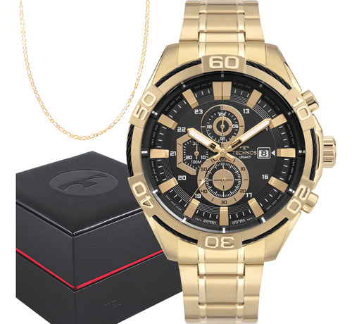 Relógio Technos Masculino Dourado Original Luxo Prova Dágua