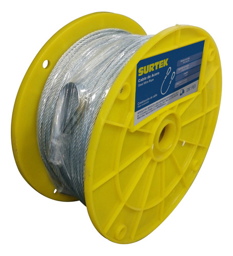 Cable De Acero Con Guardacabo 3/16  X 75 M Surtek