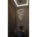 Luminária Lustre Pendente De Cristal Aliança 5 Anéis Com Led