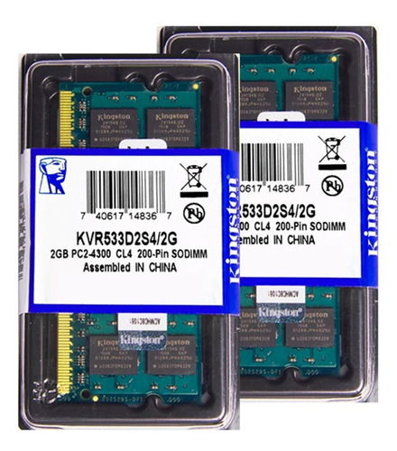 Memória Kingston Ddr2 2gb 533 Mhz Notebook Kit C/20 Unidades