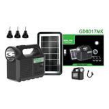 Kit Panel Solar Batería 3 Bombillos D 3w Carga Usb 5v Gd8017