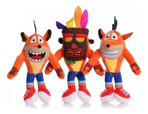 3pcs Crash Bandicoot Muñeco Peluche Juguete Cumpleaño Regalo