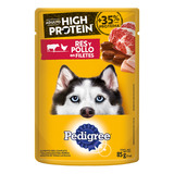 Pack X24 Sobres Pedigree High Protein Para Perro Adulto Sabor De Res Y Pollo