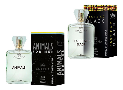 Kit 2 Perfume Masculino Amakha Paris Animals Fast Black 100m