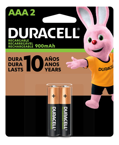 Pilas Recargables Duracell Aaa Blister X 2 Unidades 900 Mah