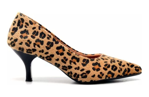 Scarpin Gi Paiva Onça Animal Print Salto Baixo Até Número 44