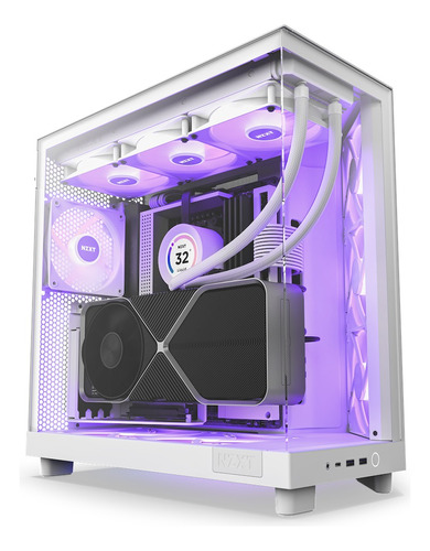 Gabinete Nzxt H6 Flow Rgb Cristal Templado Usb-c 3.2 Blanco